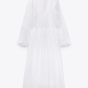 Zara white EMBROIDERED MAXI DRESS